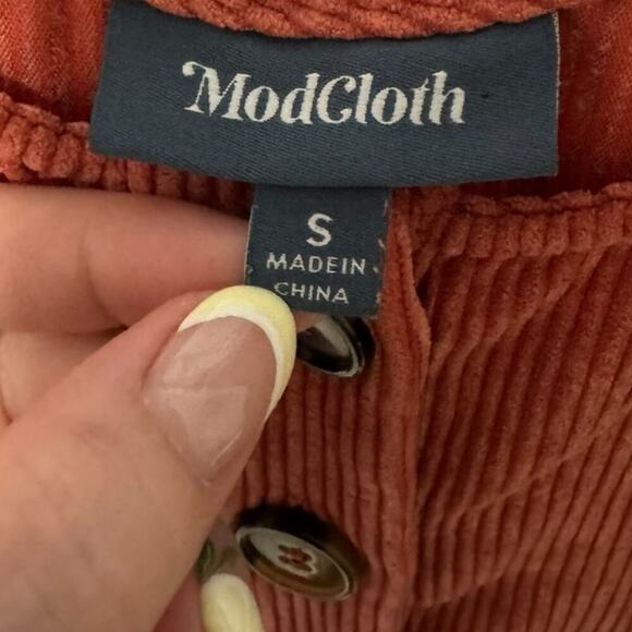 ModCloth As You Wish Jumpsuit Cropped Wide Leg Overalls Corduroy Pink Size Small - Picture 8 of 11